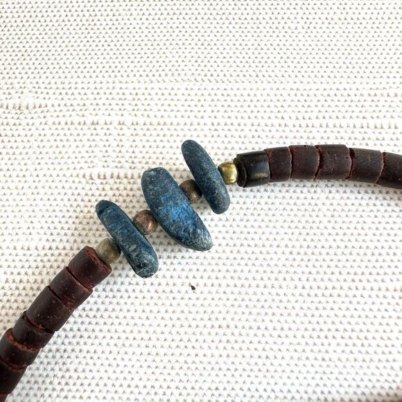 Tagua Nut and Kyanite Bead Necklace 24" - Picture 11 of 13